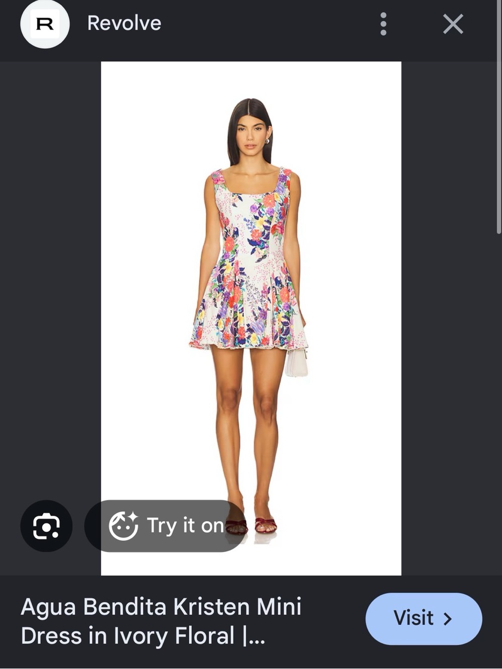 Agua Bendita Multicolor Floral Scoop-Neck Mini Dress